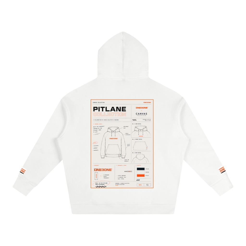 hoodie,fleeced,oversized,streetwear,one3one,pitlane,paddock,build sheet