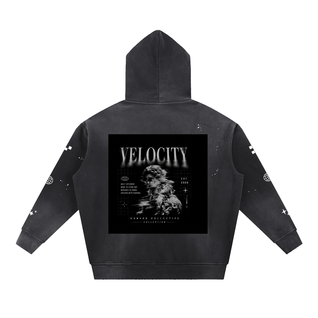 hoodie,Velocity,frayed,vintage,washed,oversized,streetware