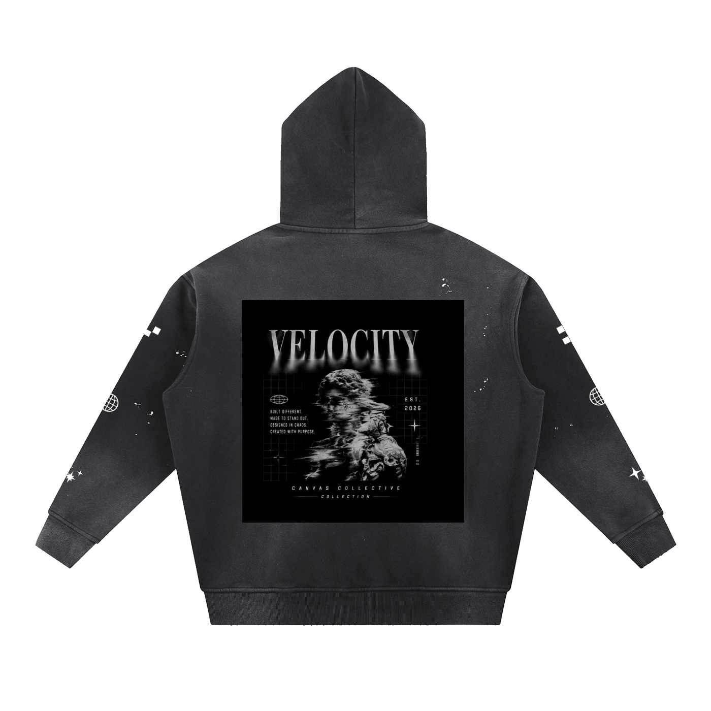 hoodie,Velocity,frayed,vintage,washed,oversized,streetware