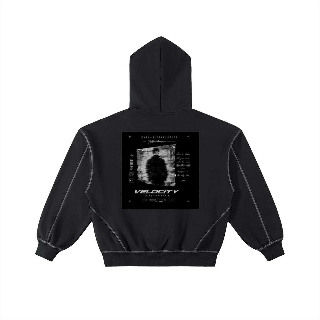 hoodie,contrast,stiched,zip up,boxy,Velocity,fleece